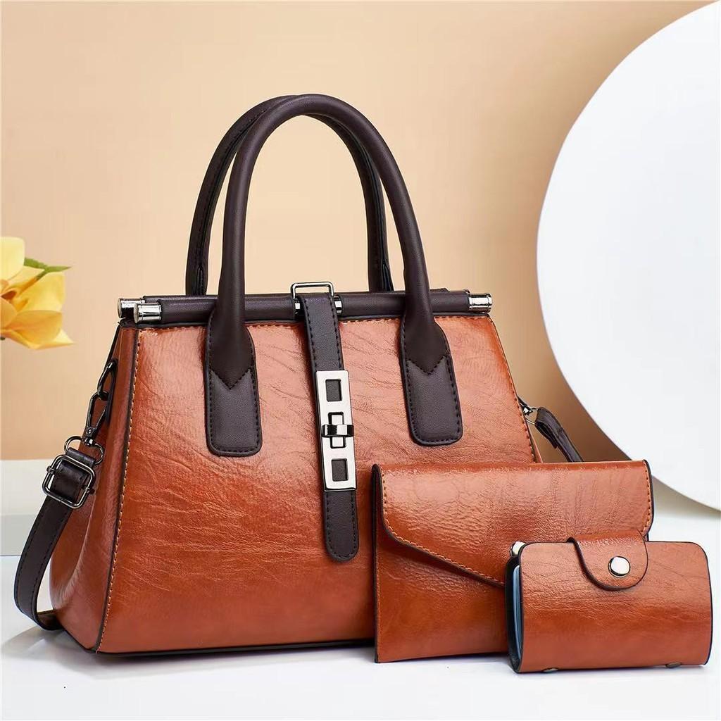 Einfache Umhängetasche Damenmode Große Tasche Dreiteiliges Set Handtasche Muttertasche PU Vielseitig Leicht Verschleißfest Urbaner Minimalistischer Stil