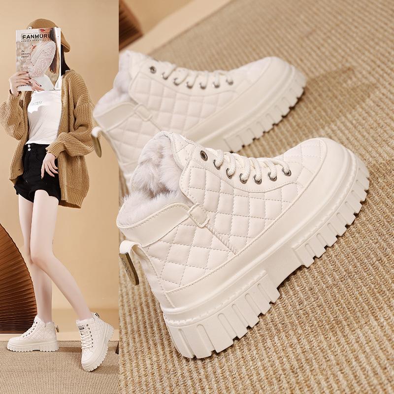 Korean version of platform boots women's 2025 winter velvet warm high-top ins tide student leisure sports cotton shoes Q501