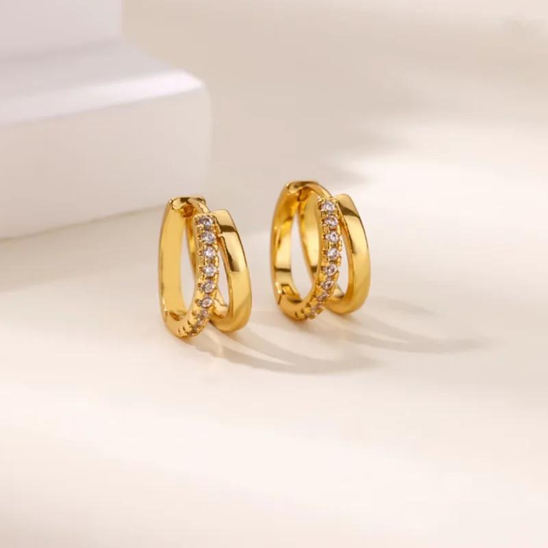 New Arrival Double Chains Long Tassel Drop Earrings For Women Korean Stainless Steel Zircon Hanging Earring Piercing Jewelry