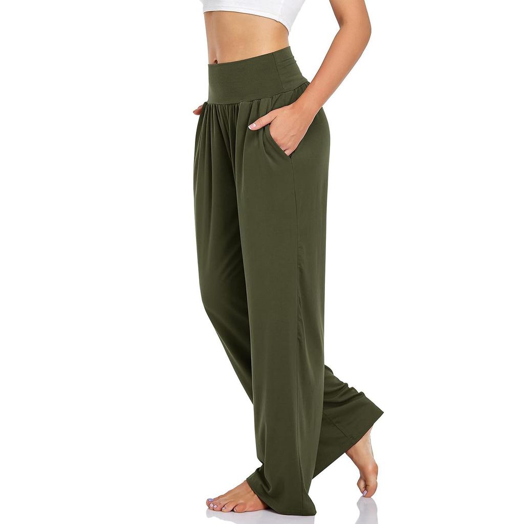 Women's Casual Elastic Waist Trousers -color Comfortable Wide Leg Pants