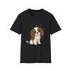 Dog Crown Hearts Cute Illustrated Black Tee Graphic T-Shirt