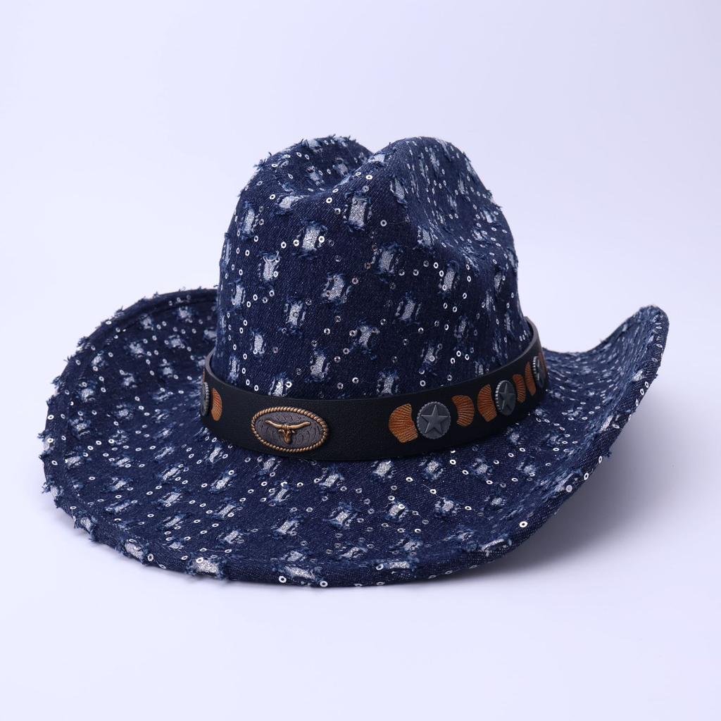 American Retro Old Western Cowboy Hat European and American Bull Head Travel Jazz Hat Men's and Women's Versatile Top Hat