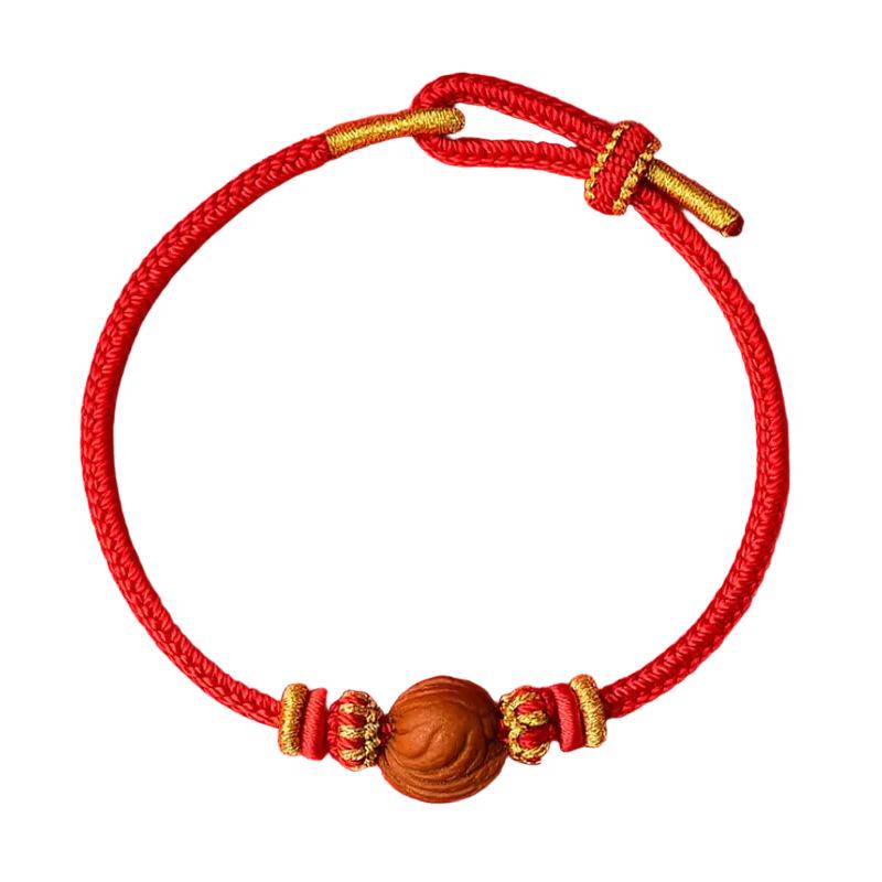 Zodiac Buddha Peach Wood Bracelet - Red String Hand Rope for Men and Women, Perfect Gift for Best Friends.