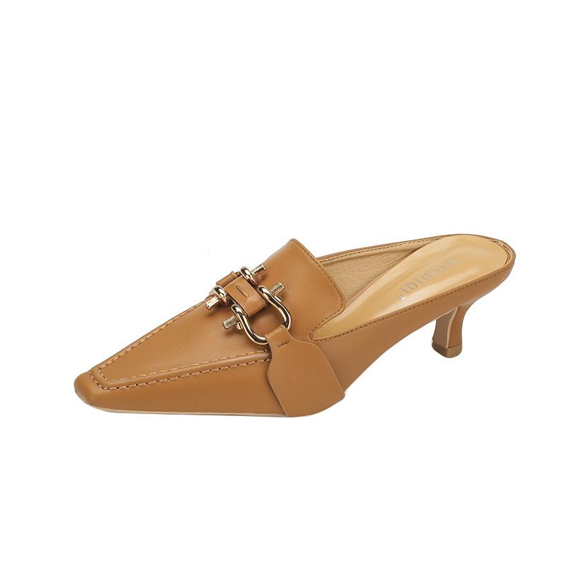 

GF8-6 classic~ Baotou slippers can be worn by women outside the summer new thin heel pointed low heel kitten and high heels 39 абрикосовый