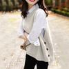 Women's Spring Knitted Vest Casual Sleeveless V-Neck Side Buttons Decorative Buttons Colour Top