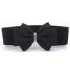Adjustable Buckle Elastic Bow Belt Solid Color Rhinestone Stretch Belt  Dress Coat Accessories