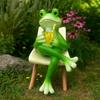 Resin Frog Sit Chair Sculpture Cute Frog Desktop Figurine Rocking Chair Frog Statue  Gift Giving