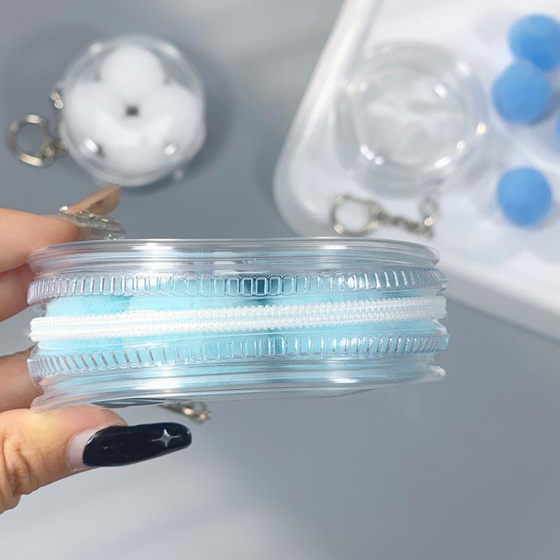 Yuvarlak Şeffaf Rozet Sergileme Çantası Çift Taraflı Rozet Saklama Çantası Ponponlu Rozet Su Geçirmez Sergileme Kılıfı Asılabilir Çanta