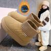 Girls snow boots 2025 winter new fashion boys velvet short boots thermal two cotton shoes children's socks boots tide