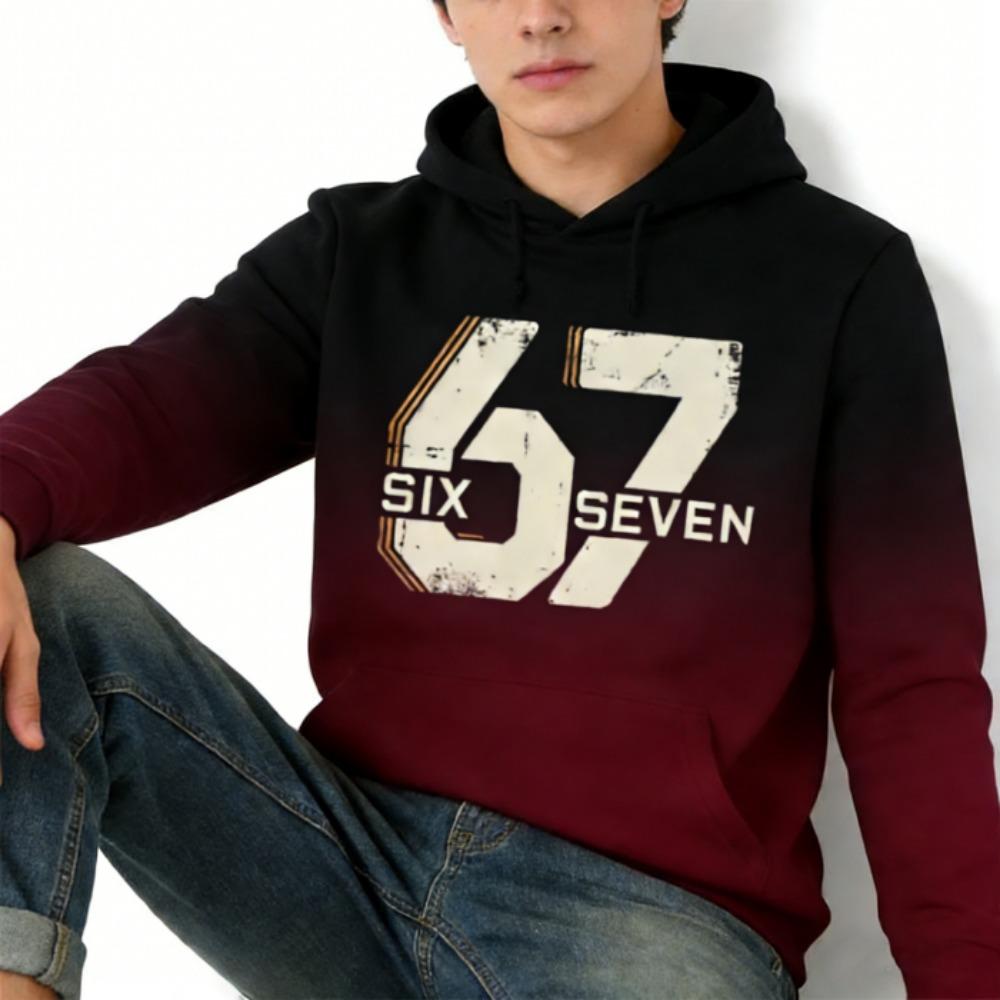 Spring Europe and America Fashion 67 Gradient Print Hoodies Men Women Long Sleeve Pullover Casual Hoodies Sweatshirt Clothing