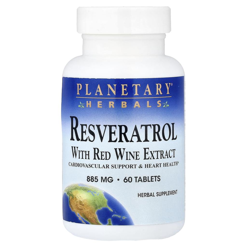 Planetary Herbals Resveratrol with Red Wine Extract, 60 Tablets