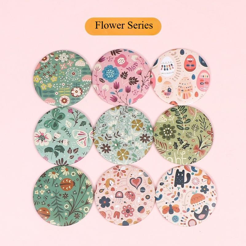 Мультяшное Мини Круглое Зеркало Зеркало для Макияжа Компания Офис Путешествия Портативное Круглое Креативное Милое Несколько Узоров Портативное Зеркало 3 PCS