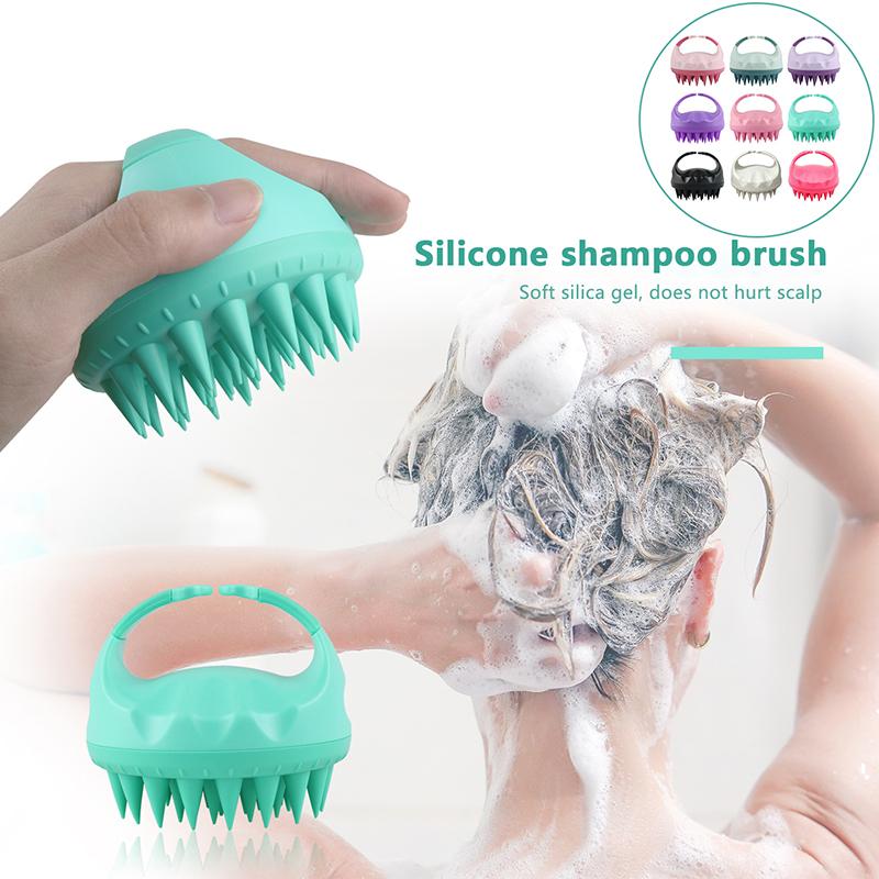 Portable Silicone Shampoo Brush Handheld Round Soft Scalp Massage Brush Bath Massage Brush Hair Shower Brush Comb Hair Care Gift