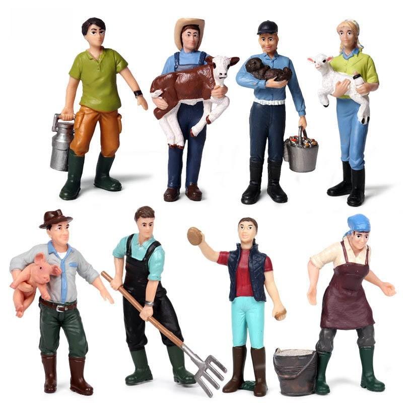 Realistic Farm And Ranch Plastic Figurine Set Detailed Farmer Models