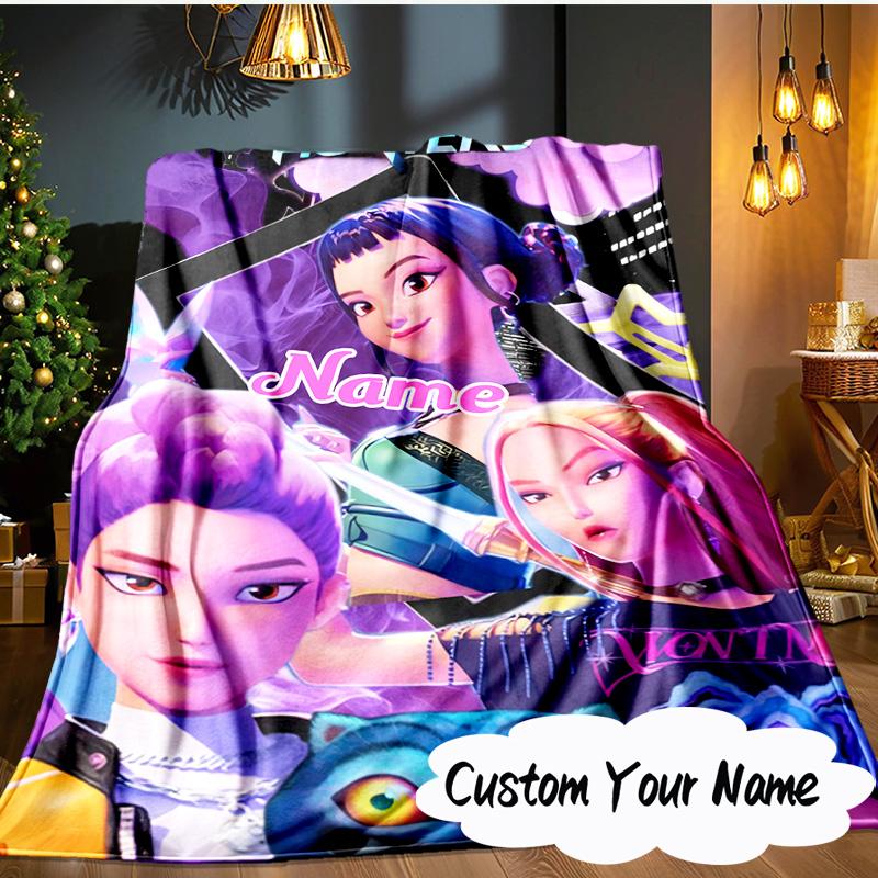 Custom Name Powerful KPop Fashion Blanket Ideal Bedding Blanket Perfect for Travel, Camping, Living Rooms, Offices, Sofas, Fan Christmas Gift