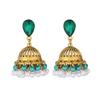 Bohemian Ethnic Gold Wind Chime Pendant Earrings with Rhinestone Accent