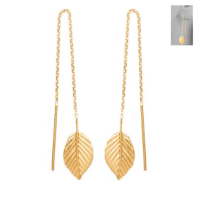 [N7874] - Gold Plated 'Gold Leaf' Earrings - 18x9 Mm