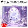 2D Planar Flower Butterfly Party Background Fabric - Reusable Polyester Material Lavender Flowers