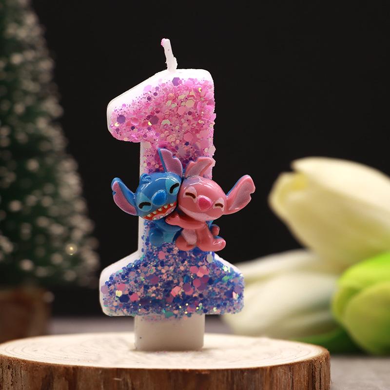 Stitch Fit Cartoon Two-Color Digital Candle Birthday Party Holiday Decoration Cute Cake Candle