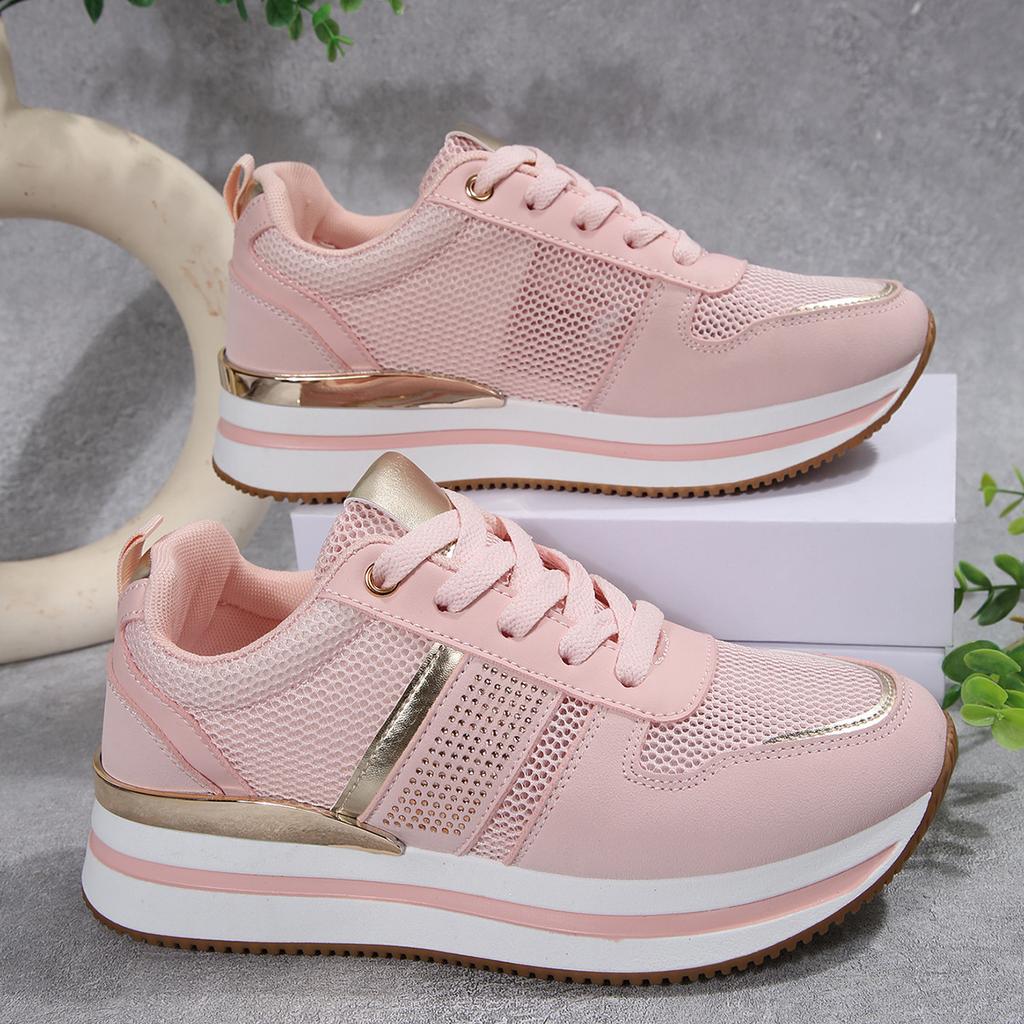 Shoes for Women 2026 Autumn Fashion Women Mesh Breathable Lace Up Comfortable Non-slip Platform Wedges Flats Sneakers Women
