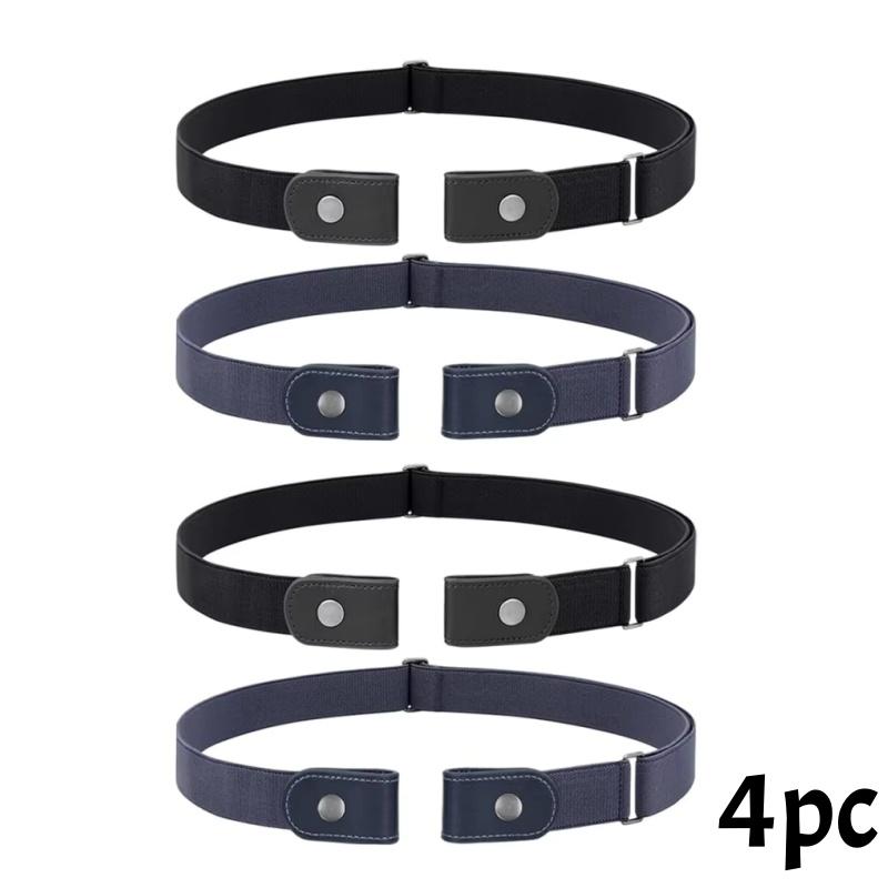 4/2pc Elastic Canvas Belts Invisible Jeans Waist Constrictor Pants No-Hole Stretchy Waist Adjustment Accessories for Dresses