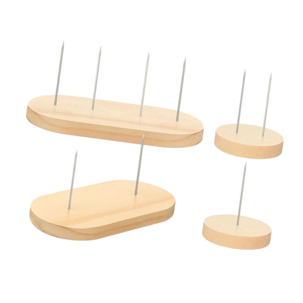 4Pcs Crochet Dolls Display Stand Bracket Decor Creative Metal Pins Portable Wooden Base Storage Rack