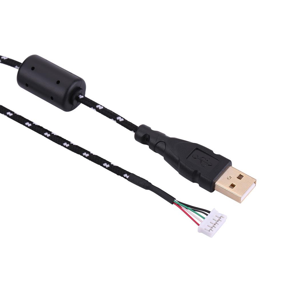 Universal Mouse Cable Braided Line Wire Replacement for Microsoft or Logitech Line 1 Black Whit