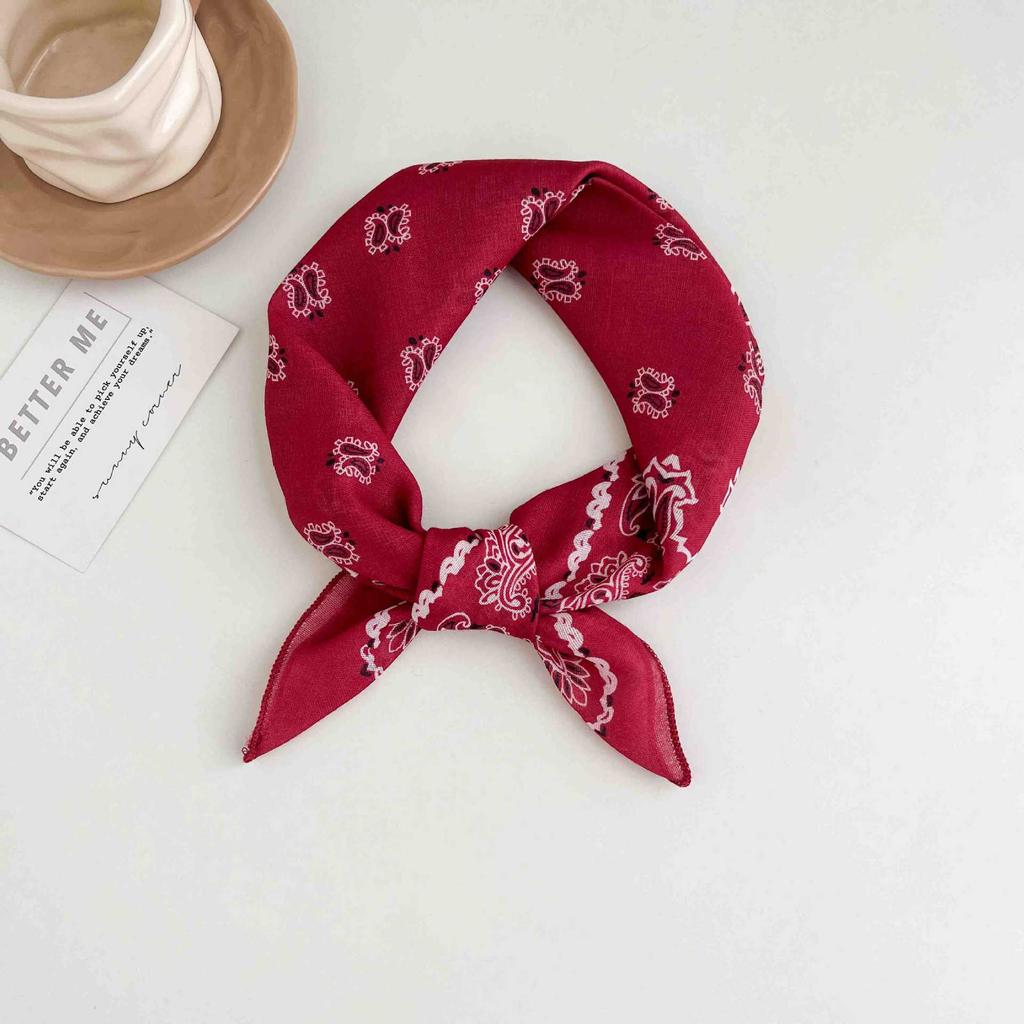 [18 cotton and linen] French high-end bag head small square scarf women's seaside photo silk scarf spring and autumn decorative versatile scarf