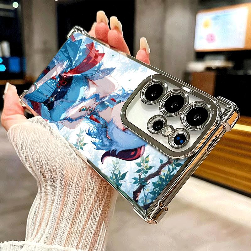 Genshin Impact Ganyu Plating Phone Case For Samsung Galaxy S24 S25 FE S26 Edge S23 Ultra S22 S21 Plus S20 Anti-Fall Airabag Cove