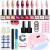 Nail Extension Gel Kit with Glitter Top Coat Crystal Nail Builder Gel No Forms Solid Polygel Nail Art Tools