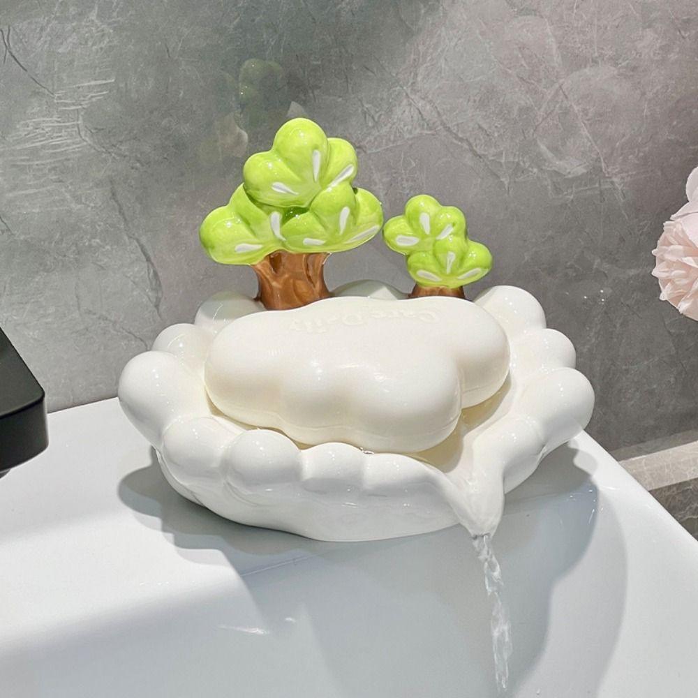 Self Draining Soap Draining Container Portable Soap Dish Tray Ceramic Soap Plate  Household