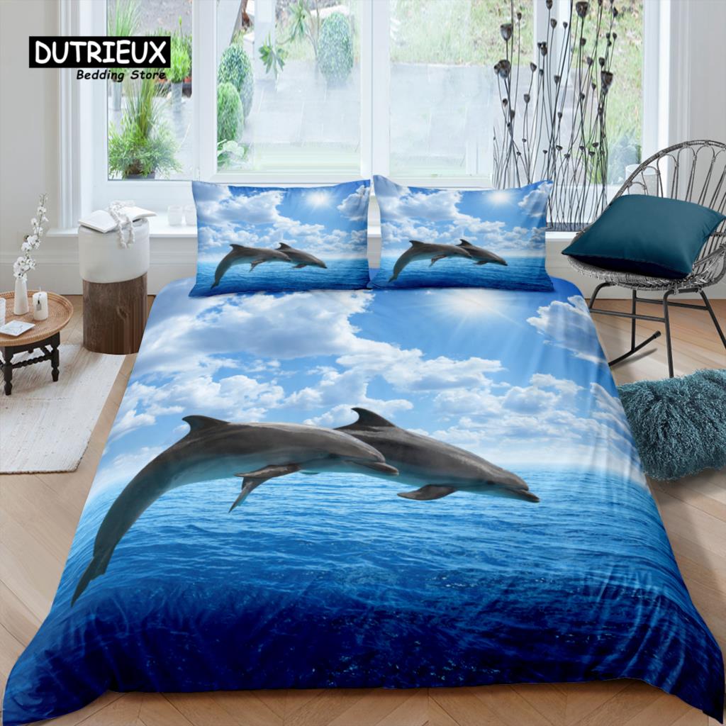 

Comforter Home Living Luxury 3D Dolphin Bedding Set Kids Ocean Animals Bedding Set Queen And King Eu/Us/Au/Uk Size Comforter (quilt)-EU Single(135*200cm)3pcs