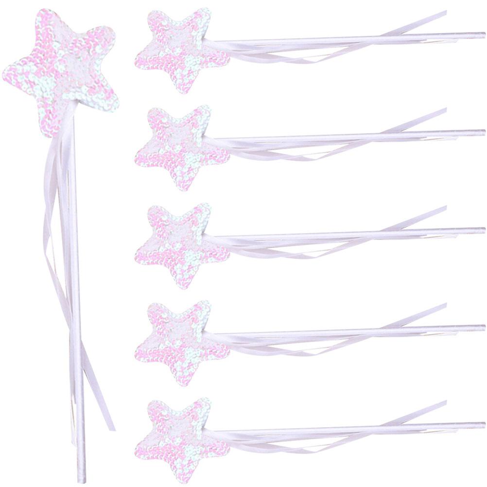 6Pcs Star Wand Sequins Fairy Stick Kids Party Favor Birthday Gift Fairy Cosplay Performance Prop for Girls Star Wand