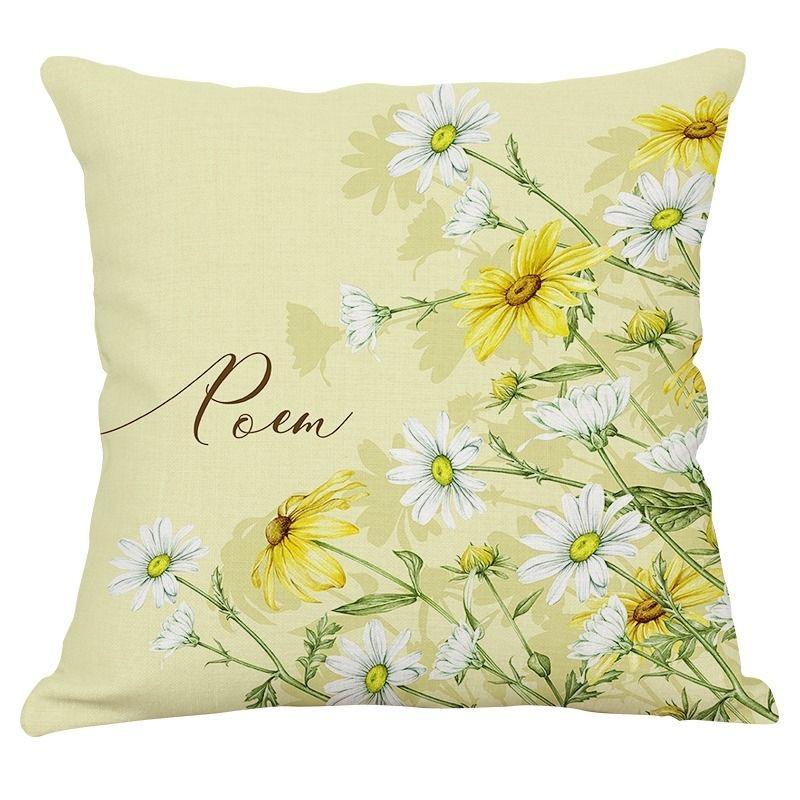 Fresh Plant Flower Pattern Pillow Cover Sofa Living Room Cushion Cover Car Homestay Waist Pillow Pillow Pillowcase