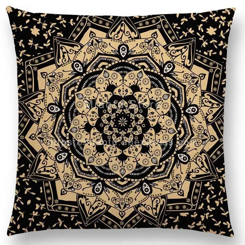New Dreamy Sun Moon Stars Colorful Lotus Eternity Mandala Gorgeous Floral Pattern Design Prints Cushion Cover Pillow Case