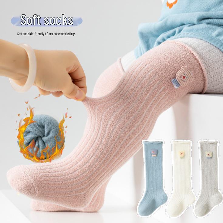 Coral Fleece Infant Knee-High Socks: Newborn Warmth & Comfort