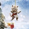 New Plane 2D Christmas Creative Kung Fu Cat Christmas Home Car Pendant Christmas Tree Decorations Acrylic Flat Pendant Wallet Pendant