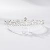 Korean Style Simple Bridal Small Crown Alloy Inlaid Rhinestone Leaf Hair Accessories