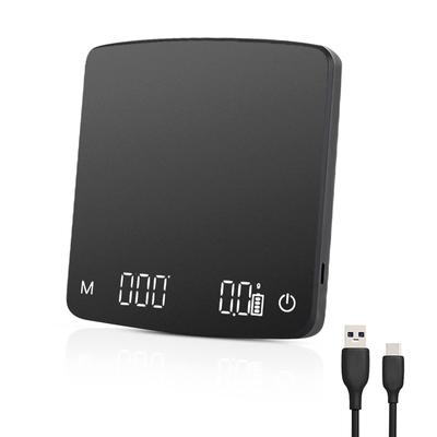 Báscula de café Palumma, báscula de cocina digital electrónica portátil con temporizador, recargable por USB, pantalla táctil LED de gran tamaño