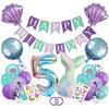 Fashionable Mermaid-themed Children's First Birthday Party Decoration Mermaid-printed Latex Banner Sticker Set