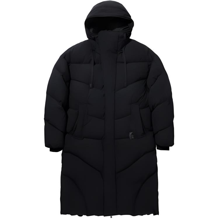Li Ning Sports Casual Minimalist Hooded Solid Color Down Jacket Men Outerwear Black AYMU309-2