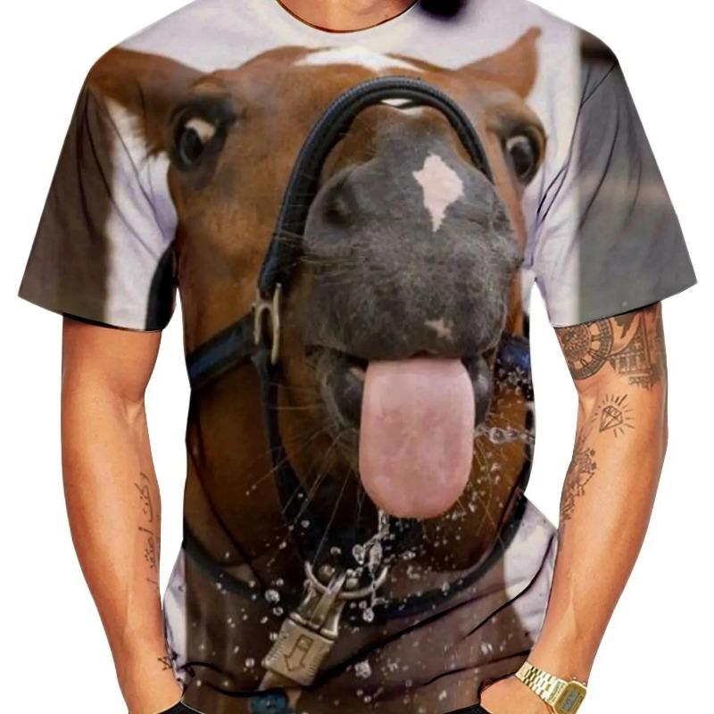 Summer Fun New Animal Donkey Pattern Men's Printed T-shirt Fun