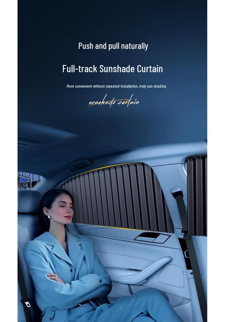Car Window Sunshade with Sliding Rail and Heat Insulation