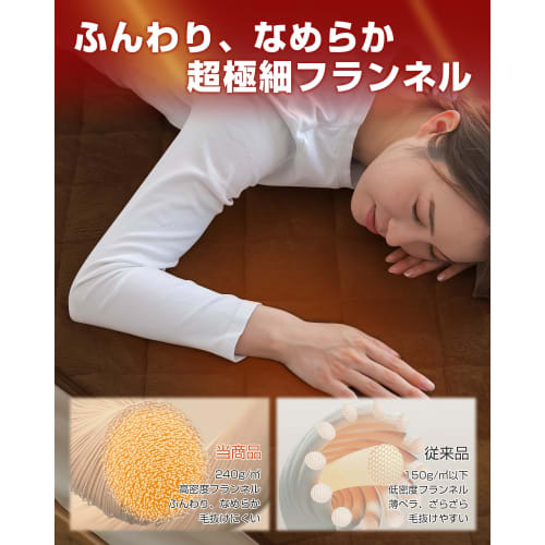 Colorsroom Double-Size Bed Pad, Winter Warmth with Foot Pocket, Thick 5-Layer Construction (Added TEIJIN High-Performance Filling), Flannel with Sheep