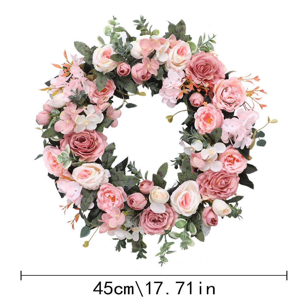 Pink Peony & Hydrangea Wreath for Home Decoration