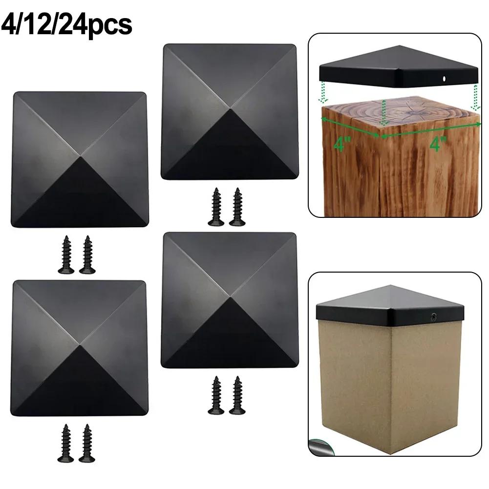 4x4 Post Cap Black Plastic Pyramid Cap Outdoor Use Home Improvement Easy Installation Fade Resistance Material