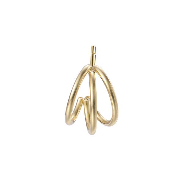 S925 Sterling Silver Ring Earrings Gold Plated Geometric Multi Layer Fashion Temperament Earrings Hoop Women