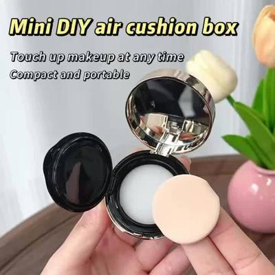 Portable Mini Air Cushion Case Cute Empty Puff Box Portable Mirror for Bb Cream Cosmetic Makeup DIY Case Container with Sponge