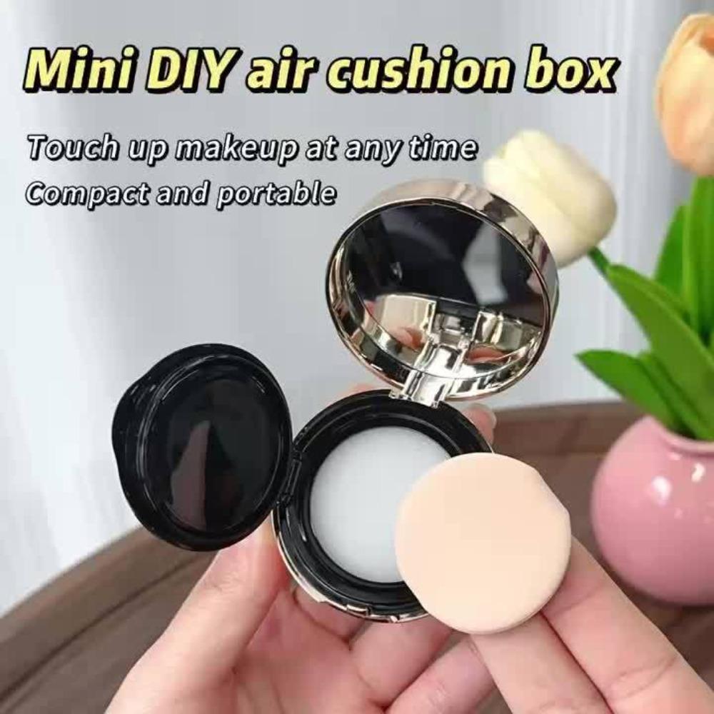 Portable Mini Air Cushion Case Cute Empty Puff Box Portable Mirror for Bb Cream Cosmetic Makeup DIY Case Container with Sponge