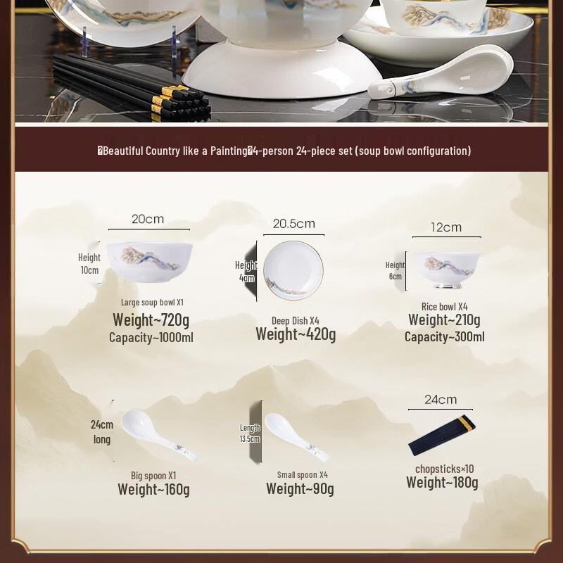 Zhi Shi Jingdezhen Jiangshan Ruhua Bone China Dinnerware Set